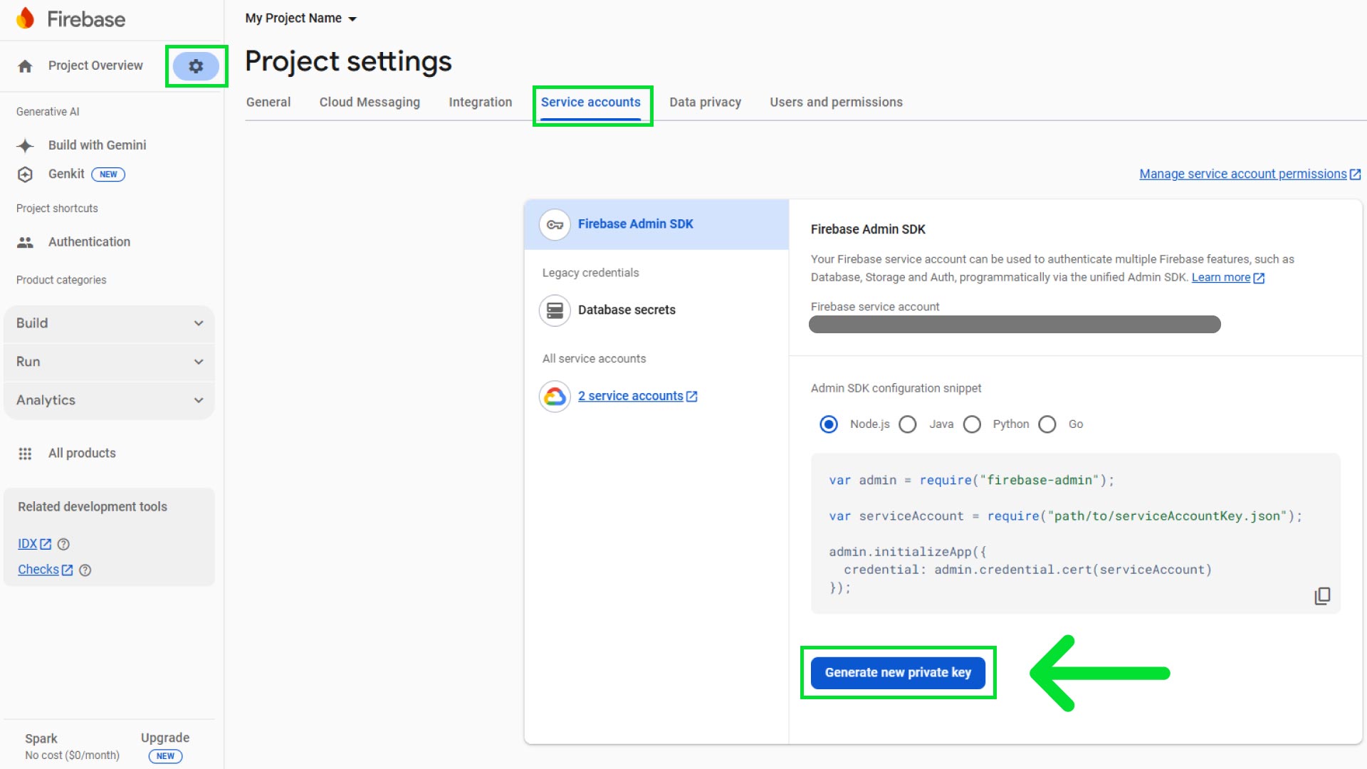 Firebase Admin Key Gen