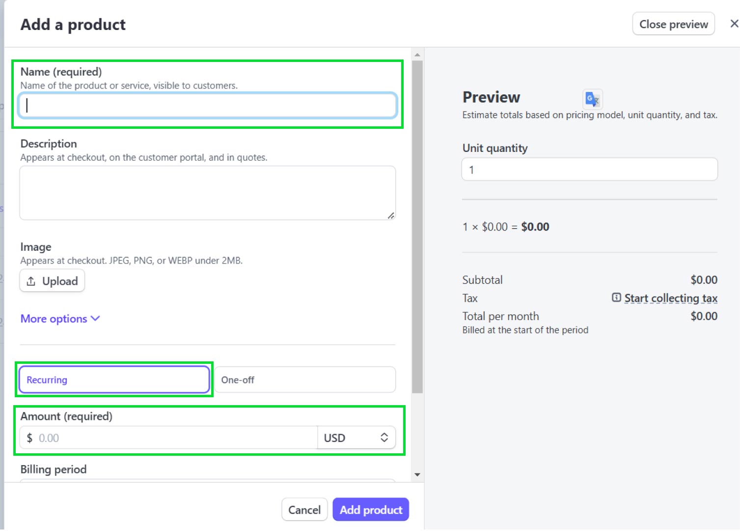 Create Product on Stripe