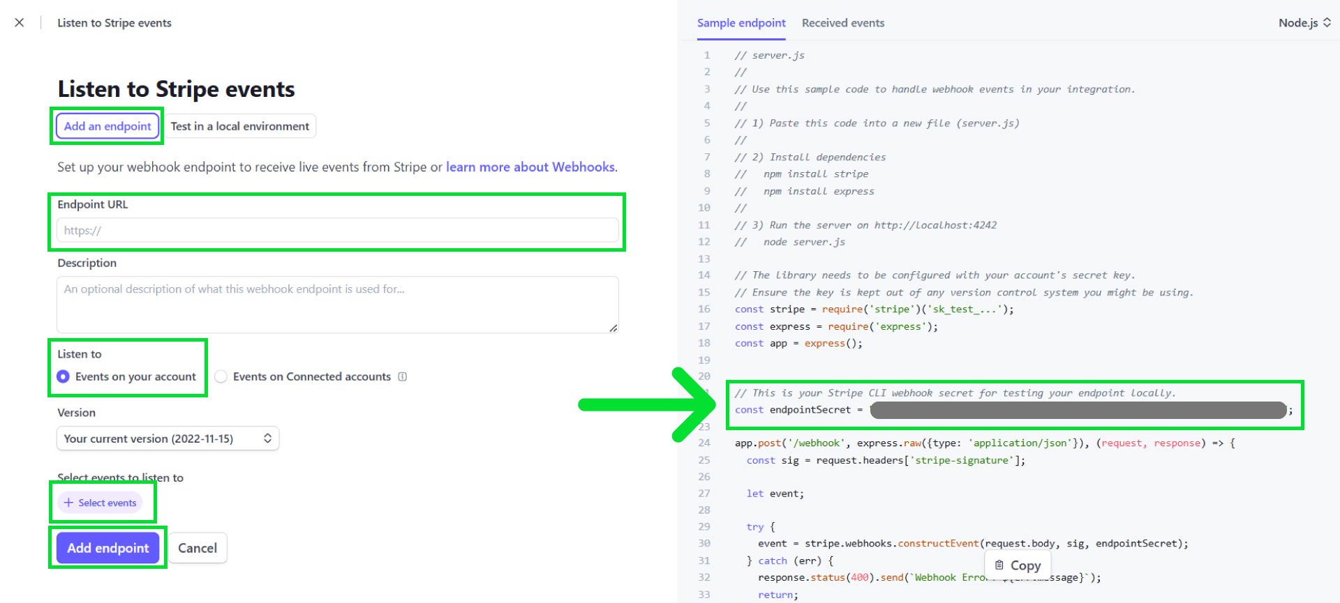 Create Stripe Webhook